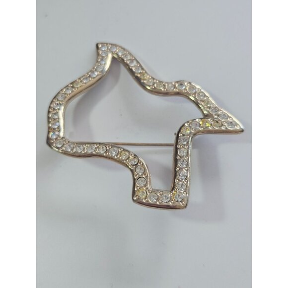 **Last Chance!! Final Sale** Vintage gold tone rhinestone Texas brooch - Picture 7 of 9
